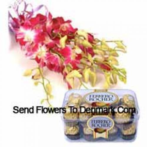 Bezaubernde rosa Orchideen mit 16 Stk. Ferrero Rocher