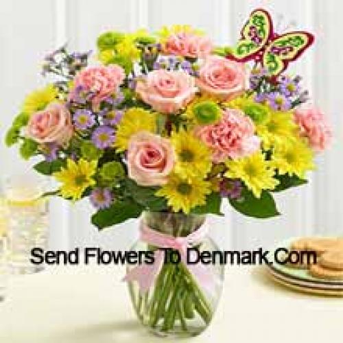 25 Roses, Carnations and Gerberas