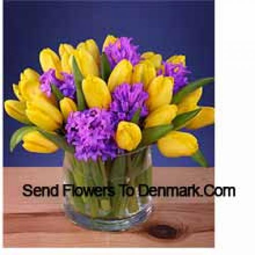 Beautifully Arranged Yellow Tulips in Vase