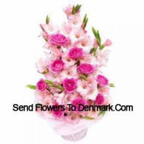 Beautiful Pink Roses and Gladiolus