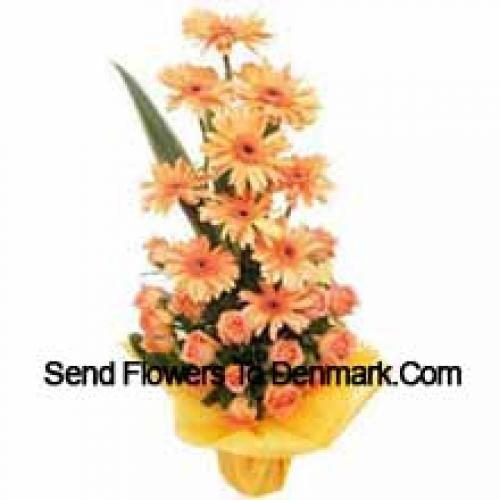 Orange Roses and Gerberas Big Basket