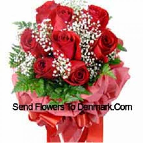 9 Wrapped Red Roses