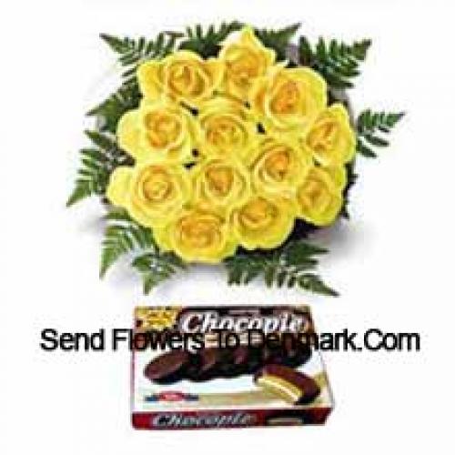 11 Beautiful Yellow Roses with Chocolate Box