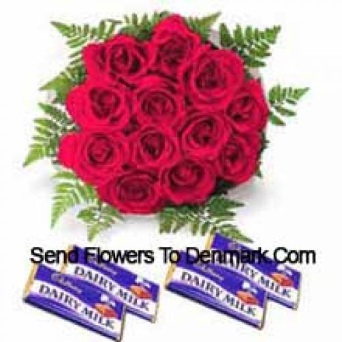 11 Red Roses with Tasty Assorted Chocolates