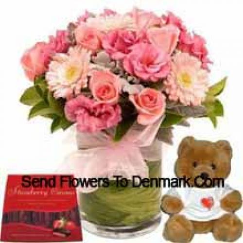 Assorted Cute Flowers with Teddy and Chocolate