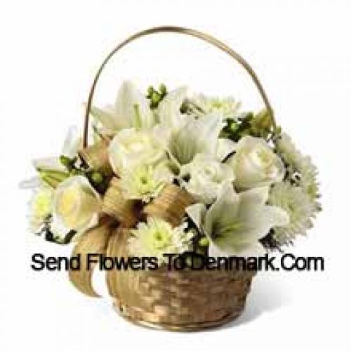 Basket of Assorted White Flowers